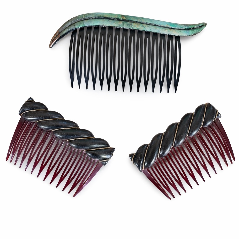 Vintage Sculptural French Twist Hair Combs Set of 3 Minimalist 90s